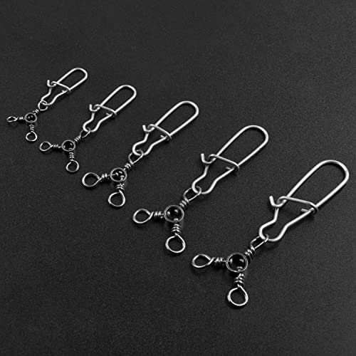OROOTL 3 Way Snap Swivels Fishing Tackle, 50pcs Three Way Swivel with Duo Lock Snap Stainless Steel Cross Line Barrel Triple Swivels Snaps Connector for Saltwater Freshwater Fishing - size: 6#_33lb-50pcs