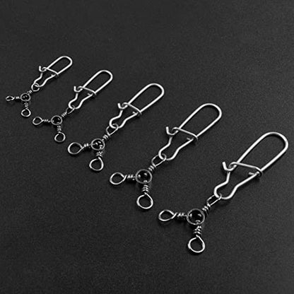 OROOTL 3 Way Snap Swivels Fishing Tackle, 50pcs Three Way Swivel with Duo Lock Snap Stainless Steel Cross Line Barrel Triple Swivels Snaps Connector for Saltwater Freshwater Fishing - size: 8#_26lb-50pcs