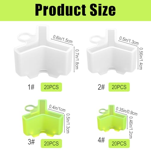 80 Pcs Fishing Treble Hook Covers, 4 Size Fishing Hook Protectors Treble Hooks Bonnets (Yellow and White)