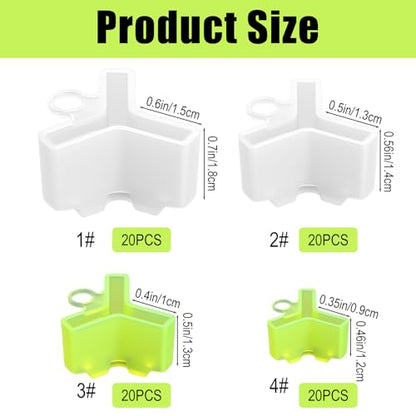 80 Pcs Fishing Treble Hook Covers, 4 Size Fishing Hook Protectors Treble Hooks Bonnets (Yellow and White)