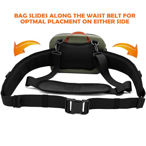 Lehigh Crossing, Waterproof Fishing Waist Pack, Fly Fishing Fanny Pack, Submersible Lumbar Pack - color: Green