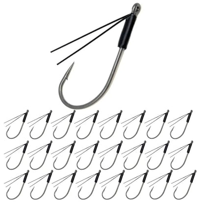 Reaction Tackle Neko Hooks - Weedless Finesse Fishing Hooks for Bass - High Carbon Steel Wacky and Neko Rig Hooks for Soft Plastic Worms (25-Pack) - size: #1 Fiber Guard