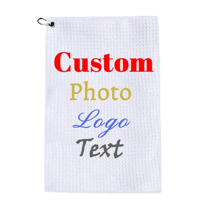 Customized Golf Towels,Personalized Custom 16"x24" Towel Waffle Pattern Carabiner Clip,Photo/Picture/Text/Name/Logo Printed & 2 Sides Customizable,Durable Quality Absorbent Quick Dry,Bulk 1,50 Pcs - size: 15.7-inch x 23.6-inch