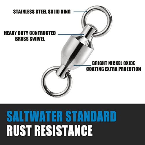 Dr.Fish 20 Pack Fishing Swivels, Ball Bearing Swivels Fishing Tackles, Copper Stainless Steel Solid Rings High Strength Barrel Swivels Saltwater Fishing Swivels - size: #10-507LB-20 Pack