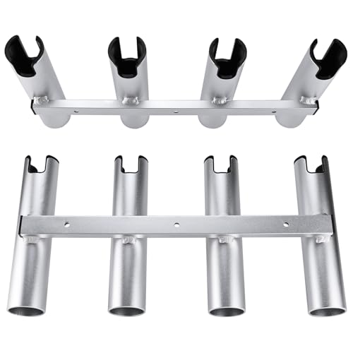 NovelBee 4 Tube Fishing Rod Holder for Boat,Aluminium Rod Rack with Screws | 4 Tube Rod Holder for Boat;Aluminium Fishing Rod Rack;Wall-Mounted Rod Pole Holder with Screws - color: Silver & Black