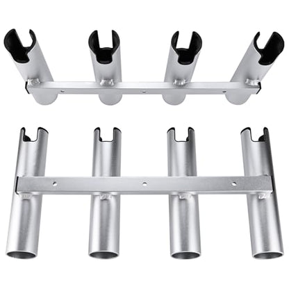 NovelBee 4 Tube Fishing Rod Holder for Boat,Aluminium Rod Rack with Screws | 4 Tube Rod Holder for Boat;Aluminium Fishing Rod Rack;Wall-Mounted Rod Pole Holder with Screws - color: Silver & Black