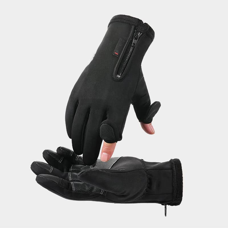 Women's Men's Winter Gloves, Cold Weather Warm Gloves,Running,Hiking,Fishing,Hunting,Finger Touch Screen Gloves - color: Black, size: X-Large