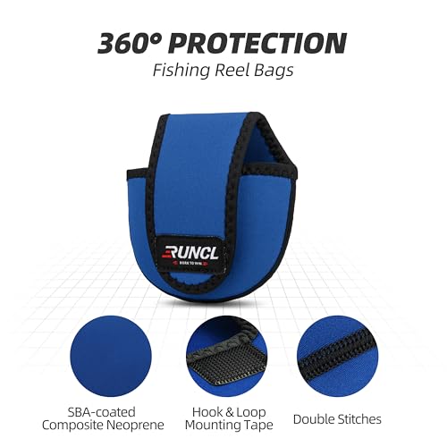 RUNCL Baitcasting Reel Bag – Protective Storage Pouch for Baitcasting Reels & Spinning Reels, Lightweight & Durable, Ideal for Freshwater & Saltwater Fishing Trips (Blue & Black) - color: B-Blue & Black
