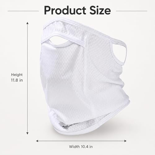 Sun Protection Face Mask with Neck Cover, Cooling Breathable Ear Loop Neck Gaiter for Fishing Cycling Running - color: White
