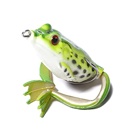 Frog Lure, Topwater Fishing Lures, Frog Lures for Bass Fishing, Top Water Frog Soft Swimbaits with Weedless Fishing Lures for Bass Trout Pike Snakehead,5pcs with Box