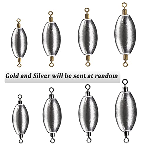 THKFISH Fishing Weights Inline Weights Trolling Sinkers Swivel Weights Quick Set Up Lead Fishing Sinker with Inner Swivel - size: 10pcs-30g(1 oz)