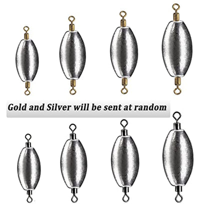 THKFISH Fishing Weights Inline Weights Trolling Sinkers Swivel Weights Quick Set Up Lead Fishing Sinker with Inner Swivel - size: 10pcs-30g(1 oz)