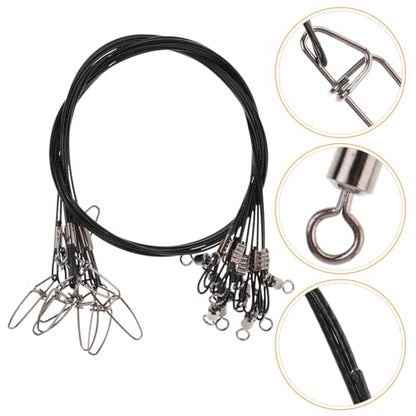 NOLITOY 10pcs Heavy Duty Steel Fishing Leaders 50cm Nylon-Coated Anti-bite Wire Lines for Freshwater and Saltwater Fishing Rig Terminal Tackle