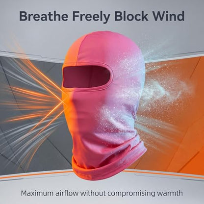 2 Pieces Thin Balaclava Ski Mask Head Mask Full Face Mask Windproof Sun UV Protection Hood for Women Men - color: Black+rose Red