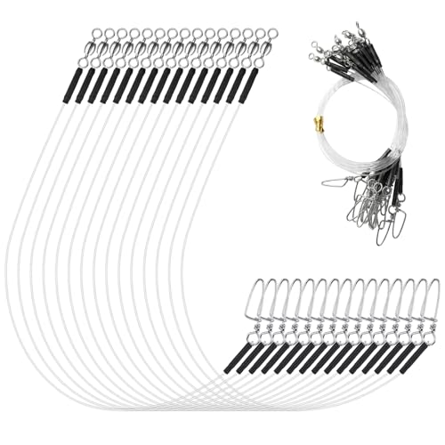 DONQL 15PCS Fluorocarbon Fishing Leaders with Swivel Snaps Connects Lures Bait or Hooks Wire Leaders Line for Saltwater Freshwater Ideal for Bass, Trout, Pike - size: #18 30cm/11.81inch Endurance: 23lb