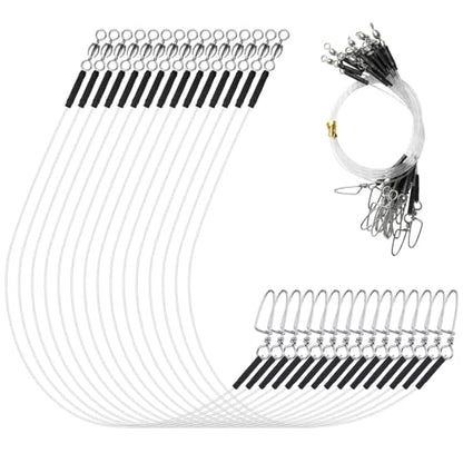 DONQL 15PCS Fluorocarbon Fishing Leaders with Swivel Snaps Connects Lures Bait or Hooks Wire Leaders Line for Saltwater Freshwater Ideal for Bass, Trout, Pike - size: #14 30cm/11.81inch Endurance: 18lb