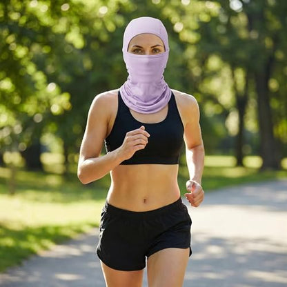 Balaclava Face Mask Sun UV Protection, Summer Cooling Breathable Full Face Mask for Motorcycle Skiing Cycling Fishing - color: Light Purple