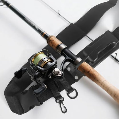 Slide-in Fishing Rod Hip Holster: 2pcs Hands-Free Waist Rod Holder Pole Gear with Stash Pocket for Fly & Bank Fishing - color: Black Square