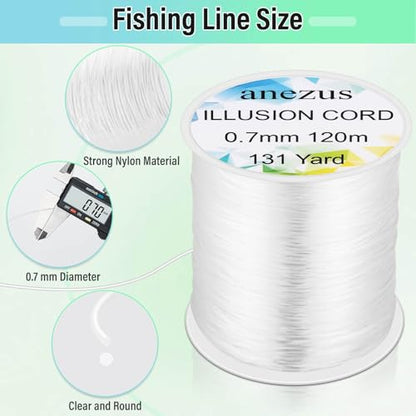 Anezus Fishing Wire for Hanging, Clear Fishing Line Invisible String Strong Monofilament Line for Hanging Decorations and Crafts - style: 0.7mm, 60lb