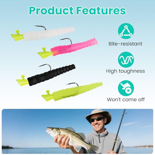 81 Piece Fishing Lure Kit with Soft Plastic Grubs, Jig Heads & Tackle Box | Multifunctional Fishing Lure Bait Tackle Set, Trout and Freshwater Fishing