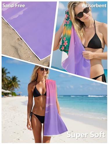 Tropical Summer Beach Towel with Clips Set - Coastal Seaside Sunset Wildflower Palm Tree Large Sand Free Towel 30x60 Inch for Beach Camping Swim Pool Gym Sports & Yoga - color: Btowels05