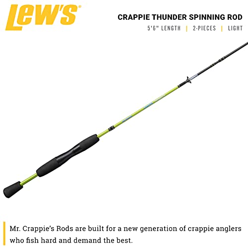 Lew's Crappie Thunder Spinning Fishing Rod, Light Power, Fast Action, Premium 2-Piece Graphite Blank, EVA Split Grip Handle - style: 5'6"