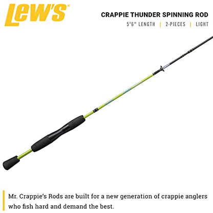 Lew's Crappie Thunder Spinning Fishing Rod, Light Power, Fast Action, Premium 2-Piece Graphite Blank, EVA Split Grip Handle - style: 5'6"