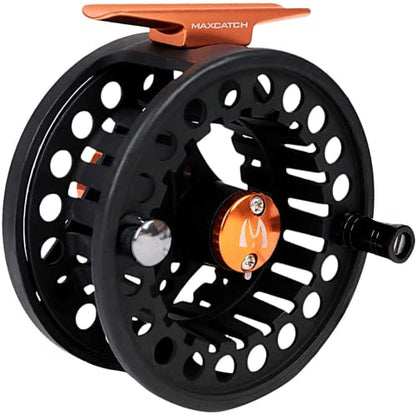 M MAXIMUMCATCH Maxcatch ECO Large Arbor Fly Fishing Reel (3/4wt 5/6wt 7/8wt) and Pre-Loaded Fly Reel with Line Combo - color: Black (Without Line), size: 5/6 weight