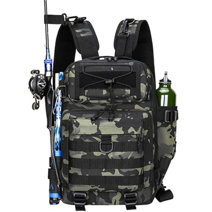 Fishing Tackle Backpack, Portable Fishing Tackle Storage Bag, Multifuction Large-Capacity Sling Bag, Fishing Gear Bags, (Dark Night Camouflage) - color: A-Dark Night Camouflage