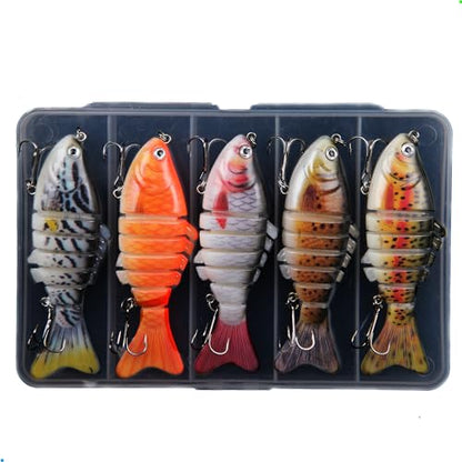 EXAURAFELIS Multi Jointed Swimbaits Fishing Lures for Bass Trout Perch Slow Sinking Lifelike Fishing Lure Kit Swimming Lures Freshwater Saltwater Tackle Box - color: A - 7segment multi-jointed Swimbaits - 4 inch