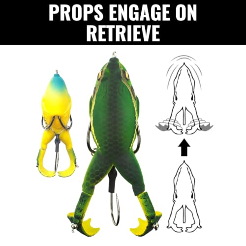 LUNKERHUNT - Frog Bait for Bass Fishing | Soft Hollow Body Weedless Frog for Bass Fishing and Trout | Weedless Realistic Bait Frog Lure, Freshwater with Sharp Hooks Lures and Double Propellers Feet - style: Blue Gill