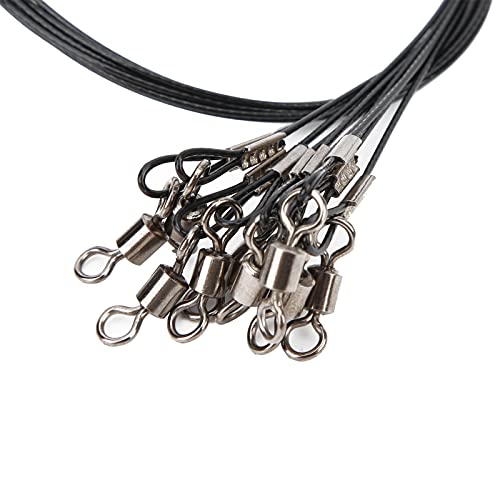Anti Bite Fishing Line Steel Wire Leader with Rolling, Heavy Duty Fishing Wire Leash for Sea Enthusiasts - color: Black