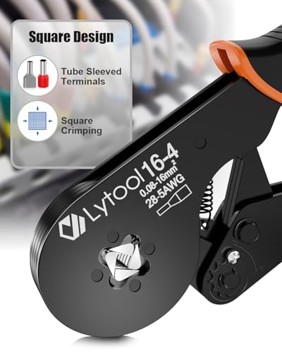 Ferrule Crimping Tool Kit, Lytool Wire Crimper Pliers (AWG 28-5/0.08-16mm²), Wire Ferrule Kit with Square Ratchet Crimper and 1200PCS Ferrule Connectors Wire Ferrules Terminals Kit