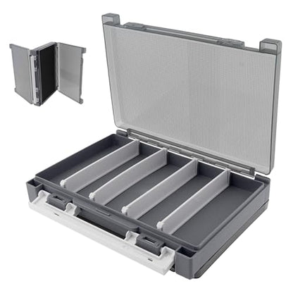 Double Sided Fishing Lure Box Organizer, Fishing Tackle Box Storage Hard Plastic Container Case for Lure Bait Hooks Beads (Gray, 7.8 * 5.8 * 1.6 inch) - color: Gray