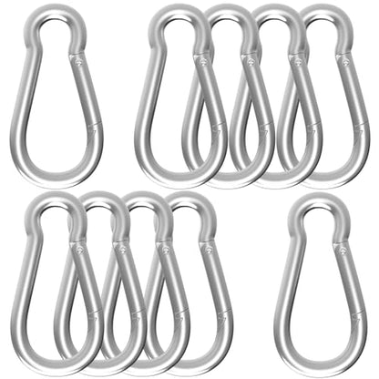 Heavy-Duty Carabiner Clip 1.57"–5.5", Black/Silver Spring Snap Hook, Quick Link Keychain Clip for Keys, Swing Set, Camping, Fishing, Hiking & Traveling (120–1350 lbs) - color: Silver, size: 4.7Inch(M12)-10PCS