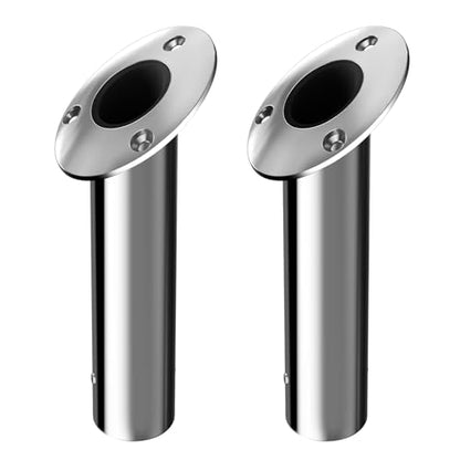 Fishing Rod Holder 2 Pack, 316 Stainless Steel 15/30/90 Degree Rod Holders for Fishing Boat, Flush Mount with Cap, Heavy Duty
