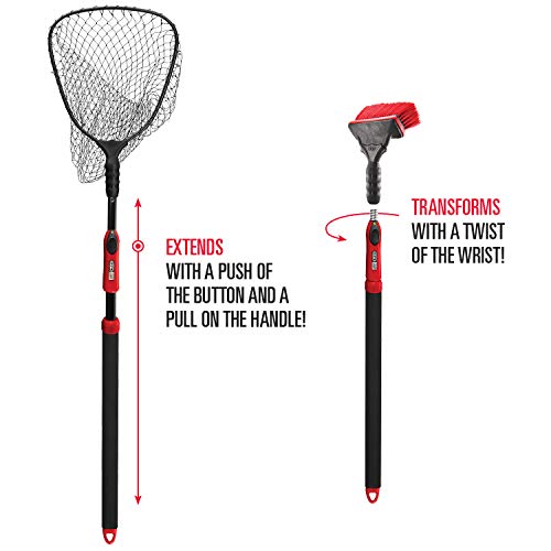 EGO S2 Slider Fishing Net Handle | Adjustable Extension Handle, Minimal Water Drag Design, Ergonomic Foam Grip for Landing Nets - size: 29" to 60" Handle, 19” x 21” Hoop, style: Rubber Coated Nylon Mesh