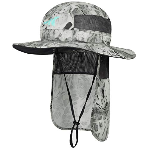 KastKing Sol Armis UPF 50 Boonie Hat - Sun Protection Hat, Fishing Hat, Beach & Hiking Hat, Paddling - color: S: Silver Mist, size: With Neck Shield