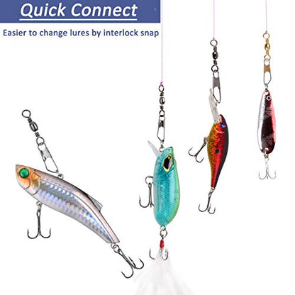 Fishing Snap Swivels Rolling Barrel Swivels with Safety Snaps High Strength Copper and Stainless Steel, Black Nickel Coated Quick Connect Swivel Snap Fishing Tackle - color: 50pcs(6,8,10,12,14#)