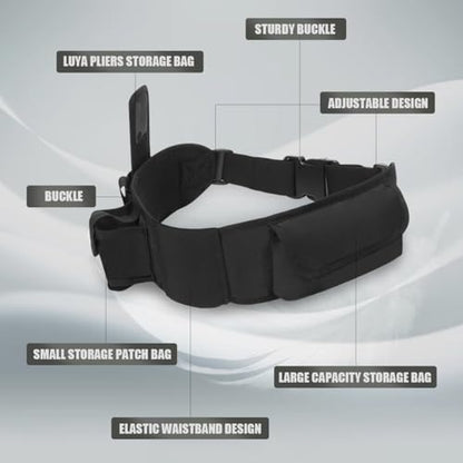 Fishing Wading Belt Adjustable Waist Strap Waterproof Tackle Storage Bag for Kayaking Surfing Casting - color: Black