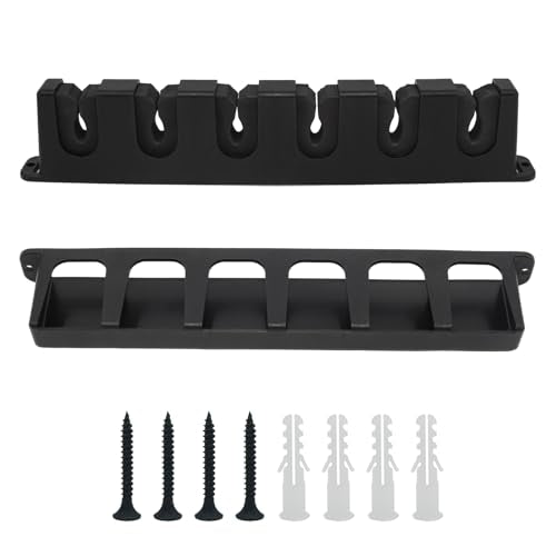 PINE & LINEN 6-Rod Wall-Mounted Fishings Rods Rack,Rod Holder Garage Fishing Pole Holder,Storage Racks for Boat/Fishing Enthusiasts(Vertical-Black,1 Pair) - color: Black, size: Vertical