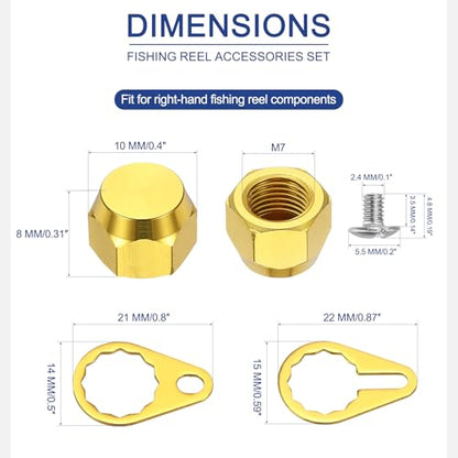 Fishing Reel Screw Nut Caps, Right Handle Locking Plate Nut Replacement Part - color: Gold, size: M8
