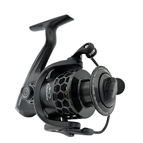 Fishdrops Spinning Fishing Reels 12+1BB Ultra Lightweight Carved Aluminum Spool Reels Affordable Smooth Spinning Reels - size: Size1000