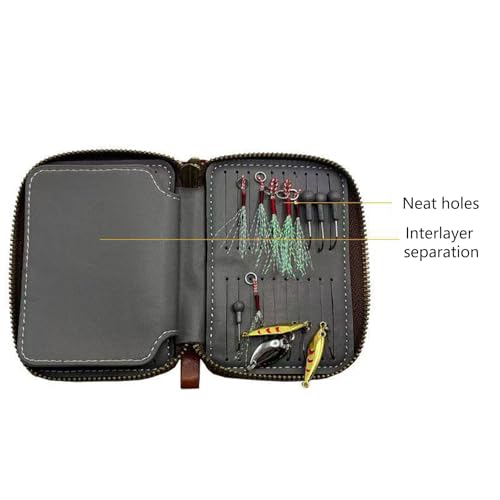 PU Leather Organizers Bag Fishing Lure Spoon Baits Trout Lure Wallet with Strap Portable Artificial Baits Binder Fishing Accessory