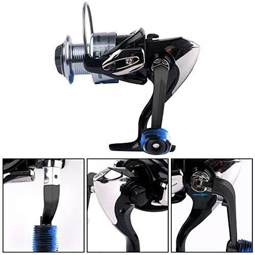 Fishing Reel Replacement Handle with Knob Covers, Spinning Casting Baitcaster Reel Grip Parts Universal Rocker Arm Non-Slip Rubber Sleeve - color: Black Handles & Knob Covers