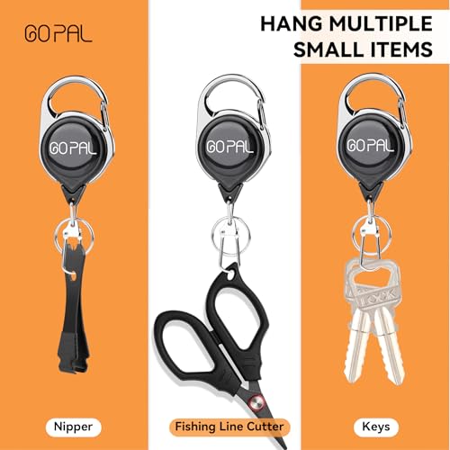 Go Pal 3Pack Fly Fishing Zinger Retractor: Retractable Keychain with 27.5" Durable Cord Badge Reel Lanyard - Fishing Rod Tether Fly Tying Equipment