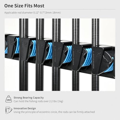 LEOFISHING Vertical Horizontal Fishing Rod Holder Wall Ceiling Mounted Fishing Rod Rack Holds Up to 9 Rods or Combos Fishing Rod Pole Holders for Garage Fits Most Rods Dia: 3-19mm (Orange（1 Pc）)