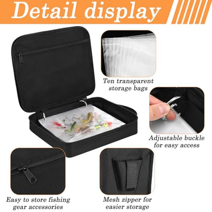 Fishing Lure Binder 2 Pack, Soft Bait Storage Wallet with 20 Clear Pages, Waterproof Tackle Organizer for Kayak Boat Bank, Saltwater Resistant, Compact and Portable