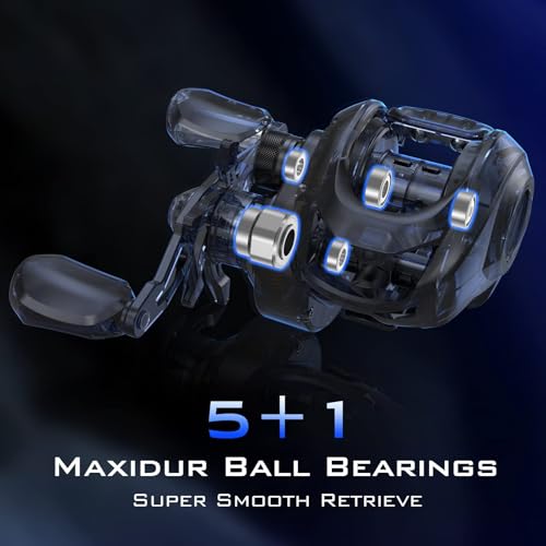 KastKing Centron Lite Baitcasting Fishing Reel – Lightweight, Glass Fiber Infused Nylon Frame – 7.6 OZ – 5 + 1 Anti-Reverse Ball Bearings, 7.1:1 High-Speed Gear Ratio Fishing Reel with Compact Design - color: B:Black-Right-7.1:1