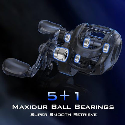 KastKing Centron Lite Baitcasting Fishing Reel – Lightweight, Glass Fiber Infused Nylon Frame – 7.6 OZ – 5 + 1 Anti-Reverse Ball Bearings, 7.1:1 High-Speed Gear Ratio Fishing Reel with Compact Design - color: B:Black-Right-7.1:1